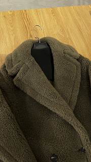 Okify MaxMara Teddy Dark Olive Green Long Coat - 2