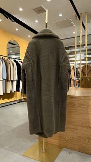 Okify MaxMara Teddy Dark Olive Green Long Coat - 4