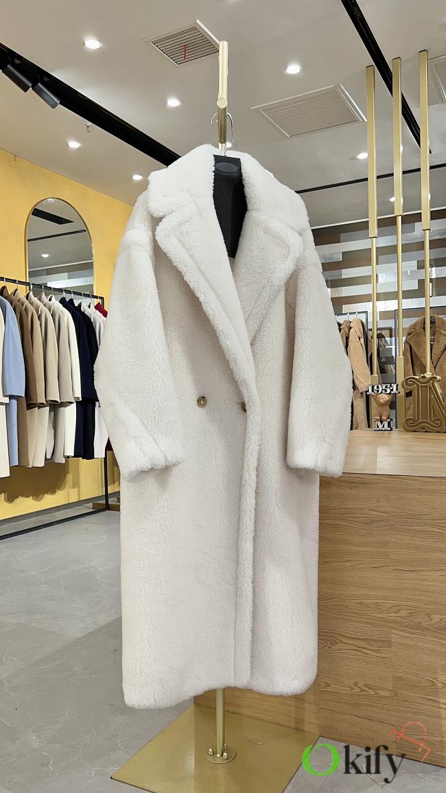 Okify MaxMara Teddy White Long Coat - 1