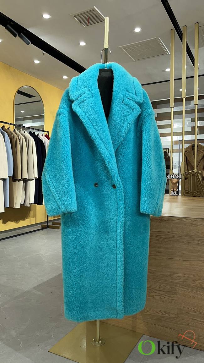 Okify MaxMara Teddy Blue Long Coat - 1