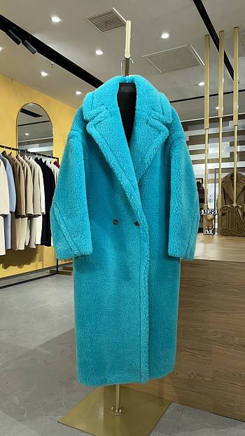 Okify MaxMara Teddy Blue Long Coat