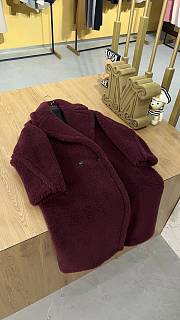 Okify MaxMara Teddy Red Burgundy Long Coat - 6