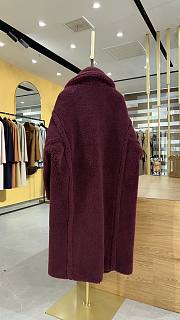 Okify MaxMara Teddy Red Burgundy Long Coat - 2