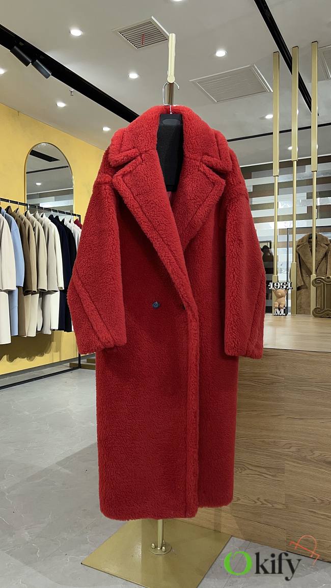 Okify MaxMara Teddy Red Long Coat - 1