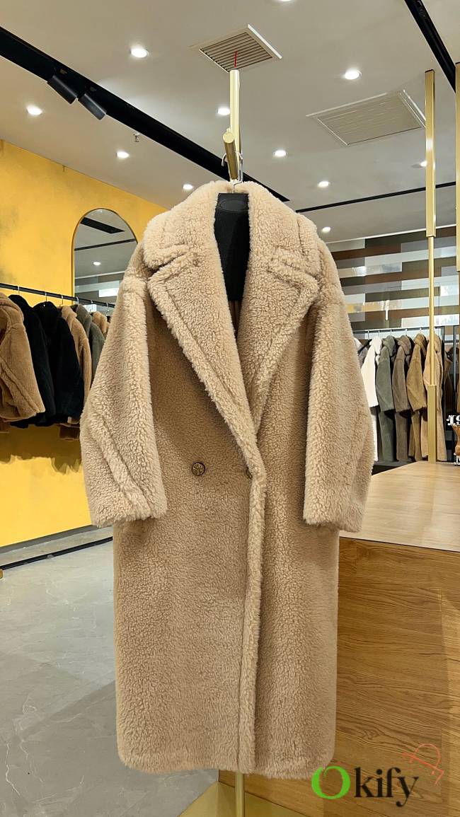 Okify MaxMara Teddy Beige Long Coat - 1