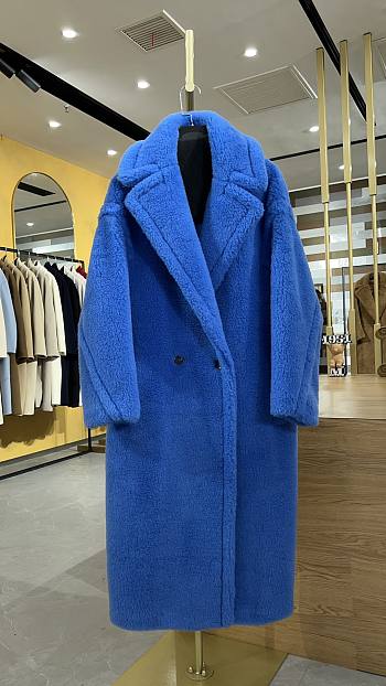 Okify MaxMara Teddy Dark Blue Long Coat