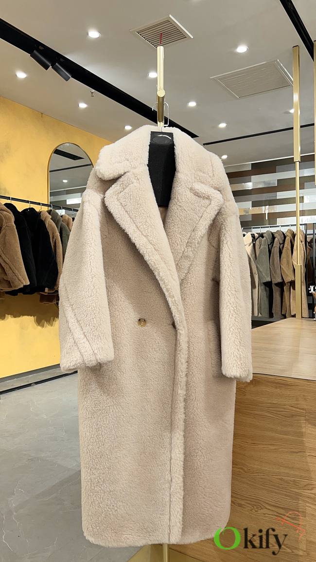 Okify MaxMara Teddy Cream Long Coat - 1