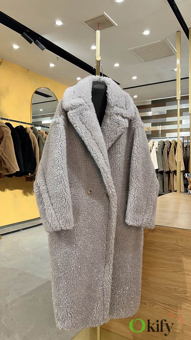 Okify MaxMara Teddy Gray Long Coat - 1