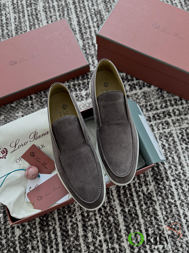 Okify Loro Piana Open Walk Gray Men Loafers  - 1