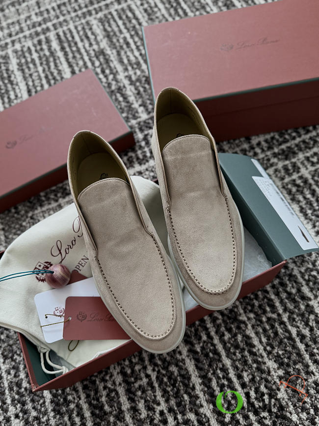 Okify Loro Piana Open Walk Beige Men Loafers  - 1
