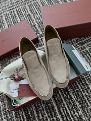 Okify Loro Piana Open Walk Beige Men Loafers  - 1