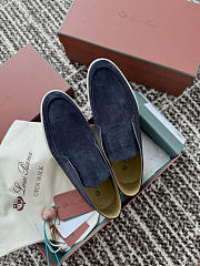 Okify Loro Piana Open Walk Dark Blue Men Loafers  - 2