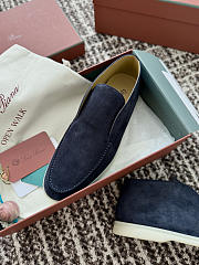 Okify Loro Piana Open Walk Dark Blue Men Loafers  - 4