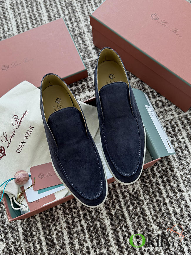 Okify Loro Piana Open Walk Dark Blue Men Loafers  - 1
