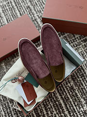 Okify Loro Piana Open Walk Dark Red Men Loafers  - 6