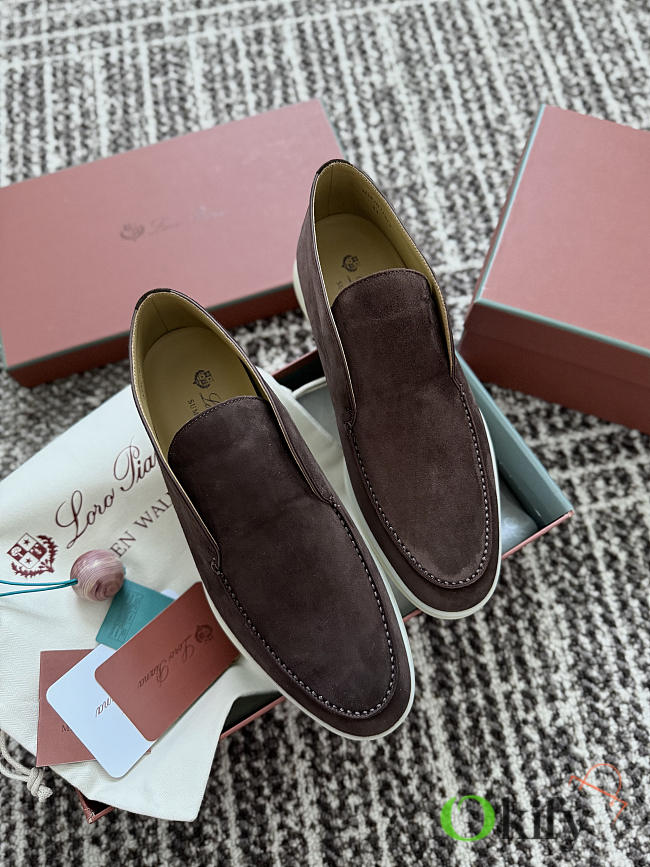 Okify Loro Piana Open Walk Dark Brown Men Loafers  - 1