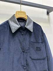 Okify MiuMiu Dark Blue Bomber Jacket With Polo Colar  - 6