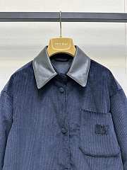 Okify MiuMiu Dark Blue Bomber Jacket With Polo Colar  - 4