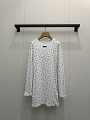 Okify MiuMiu White Floral Long T-Shirt Dress - 6