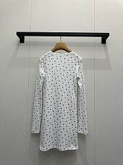 Okify MiuMiu White Floral Long T-Shirt Dress - 5