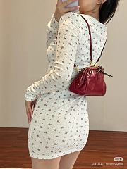 Okify MiuMiu White Floral Long T-Shirt Dress - 2