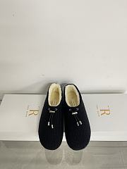 Okify The Row Black Knitted Wool Slip-on Loafers - 5