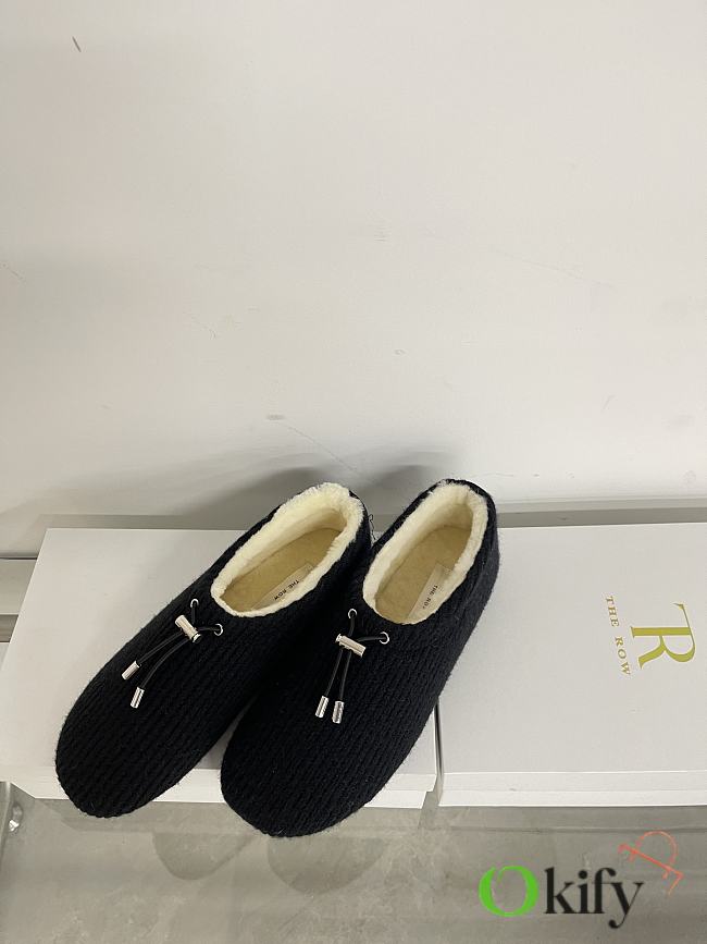 Okify The Row Black Knitted Wool Slip-on Loafers - 1