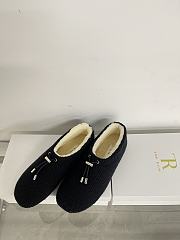 Okify The Row Black Knitted Wool Slip-on Loafers - 1