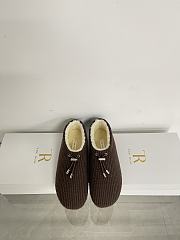 Okify The Row Dark Brown Knitted Wool Slip-on Loafers - 3