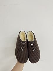 Okify The Row Dark Brown Knitted Wool Slip-on Loafers - 5
