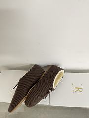 Okify The Row Dark Brown Knitted Wool Slip-on Loafers - 6
