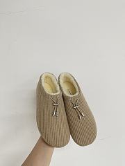 Okify The Row Light Brown Knitted Wool Slip-on Loafers - 2