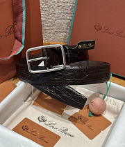 Okify Loro Piana Balloon Dark Brown Men Belt 3.5cm - 2