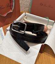 Okify Loro Piana Balloon Black Men Belt 3.5cm 26591 - 3