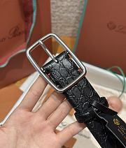 Okify Loro Piana Balloon Black Men Belt 3.5cm 26591 - 5