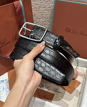 Okify Loro Piana Balloon Black Men Belt 3.5cm 26591 - 6