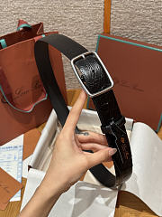 Okify Loro Piana Balloon Black Men Belt 3.5cm 26591 - 1