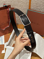Okify Loro Piana Balloon Black Men Belt 3.5cm 26592 - 1
