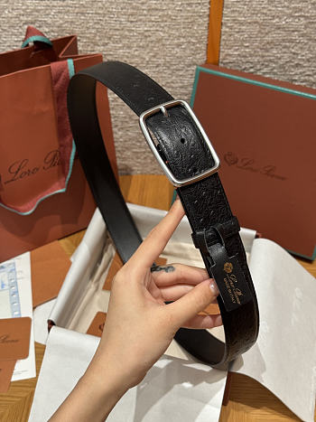 Okify Loro Piana Balloon Black Men Belt 3.5cm 26592