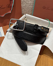 Okify Loro Piana Balloon Black Men Belt 3.5cm 26592 - 6