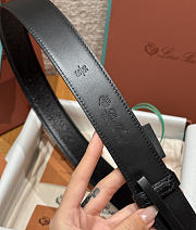 Okify Loro Piana Balloon Black Men Belt 3.5cm 26592 - 4