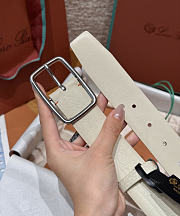 Okify Loro Piana Balloon White Men Belt 3.5cm  - 5