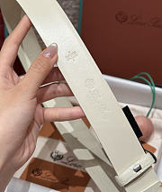 Okify Loro Piana Balloon White Men Belt 3.5cm  - 6