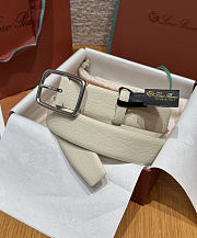 Okify Loro Piana Balloon White Men Belt 3.5cm  - 4