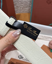 Okify Loro Piana Balloon White Men Belt 3.5cm  - 2