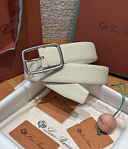 Okify Loro Piana Balloon White Men Belt 3.5cm  - 3