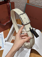 Okify Loro Piana Balloon White Men Belt 3.5cm  - 1