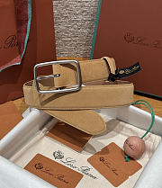 Okify Loro Piana Balloon Brown Suede Men Belt 3.5cm  - 2