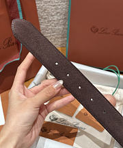 Okify Loro Piana Balloon Dark Brown Suede Men Belt 3.5cm  - 6