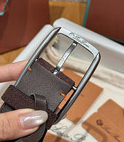 Okify Loro Piana Balloon Dark Brown Suede Men Belt 3.5cm  - 4